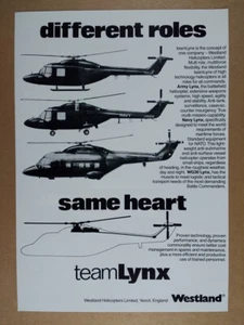 Helicópteros militares Westland Army Navy 1981 y WG30 Lynx anuncio impreso de colección - Imagen 1 de 1