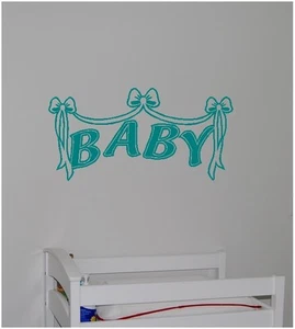 Nursery Decor Baby & Ribbons Vinyl Decal Sticker Wall Sticker 10x20 - Picture 1 of 2