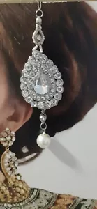 SILVER TIKKA JHUMMAR HAIR CHAIN HEAD HAIR PIECE SIDE TIKKA JEWELLERY -A1 - Picture 1 of 6