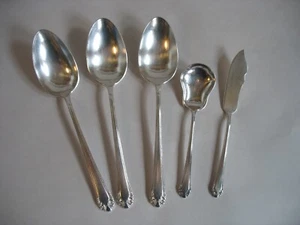 S/5 SERVIDORES Cucharadas Mantequilla Azúcar Cuchara Gorham Plateado Cubiertos CAVALIER - Imagen 1 de 6