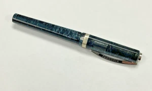 Visconti Blue Black Stripe Wall Street Silver Ballpoint Pen - Picture 1 of 7