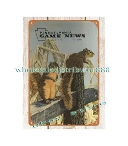 1972 Pennsylvania game hunting wildlife squirrel tin sign cottage shop - Picture 1 of 4