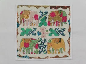 Applique Elephant Patchwork Indian Made Cushion Cover 16 Inch Square White - Picture 1 of 3
