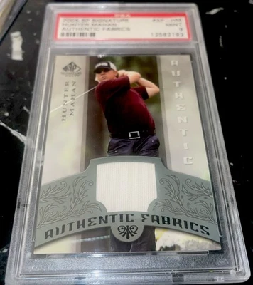 2005 SP Signature Authentic Fabrics Singles #HM Hunter Mahan PSA MINT 9 - Image 1 of 2