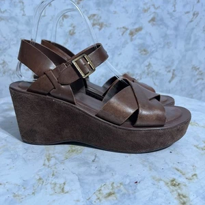 Kork Ease Ava Damenschuhe Größe 9M braun Leder Keilabsatz Plateau modische Sandalen - Bild 1 von 13