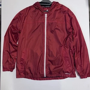 Land End Waterproof Hooded Full Zip Red Nylon Windbreaker XL 46-48 Outdoors - Picture 1 of 19