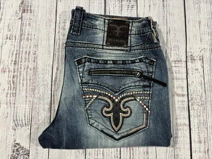New Men’s Rock Revival Jeans Sz 40 X 32 Montell Biker Slim - Picture 1 of 10