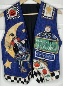 Chaleco Vintage Gato Negro Bruja Halloween Maestro Calabaza Mujer M/L - Imagen 1 de 4