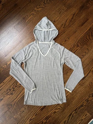 Smartwool женщин средний с капюшоном базовый слой серый полоски - Изображение 1 из 4