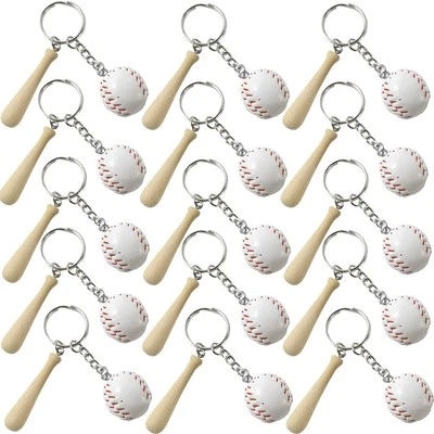 15 PIEZAS Mini Llavero de Béisbol con Bate de Madera para Deportes Temática Fiesta Equipo Souv... Foto 1 de 4