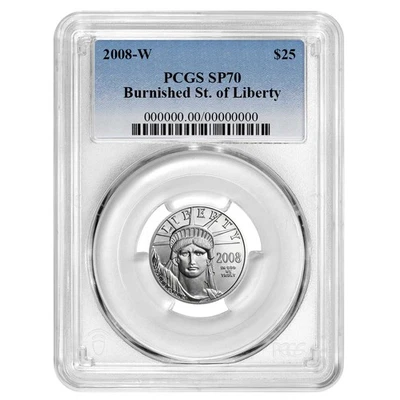 2008-W Burnished $25 American Platinum Eagle 1/4 oz PCGS SP70 Blue Label - Image 1 of 3