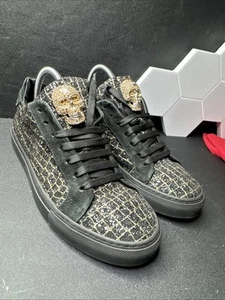 Scarpe sneakers basse Philipp Plein nere in pelle con teschio scamosciato taglia 41 - Foto 1 di 20