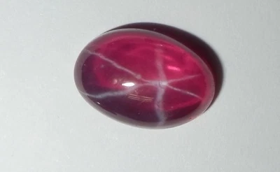 Transparent Star Ruby Oval 12x8 mm Cabochon 6 Rayed Lab-created Stone 1 pc Lot - Image 1 of 4