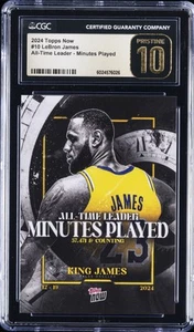 2024 TOPPS NOW ALL-TIME LEADER - MINUTES PLAYED #10 LEBRON JAMES CGC 10 PRISTINE - Picture 1 of 2