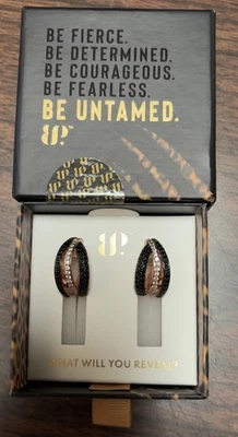 Bomb Party ER85532 UNTAMED LOOP OF NO RETURN Earrings BlackOnyx CZ RoseGold  - Image 1 of 4