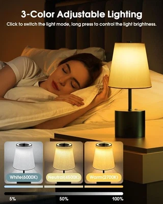 Cordless Small Table Lamp,5000mAh Rechargeable Powered Battery,Portable Dimma... - Image 1 of 4