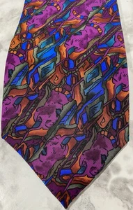 Cravatta Jerry Garcia Lady con copricapo elaborato collezione 6 100% seta viola - Foto 1 di 9