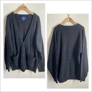 Pendleton Shetland Wool Cardigan Sweater Men’s L Charcoal Grey Button Front - Picture 1 of 10