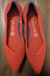 Rothys The Point klassische Damenschuhe Größe 9 W rot Slipper Strick spitz zulaufend flache Schuhe - Bild 1 von 3
