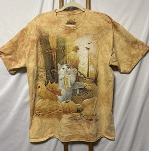 The Mountain Kitten Cat Pumpkin Patch Burnt Orange Tie Dye T-Shirt Size XL - Picture 1 of 4