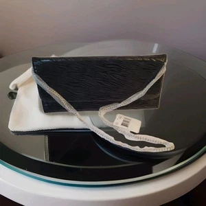 Carlos Falchi Black Bag Suede Evening Clutch or Shoulder Bag Fatto a Mano NWT - Picture 1 of 10