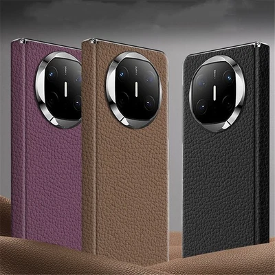 Genuine Cowhide Leather Hinge Protective Case for Huawei Mate X6 Business Cover - Image 1 of 4
