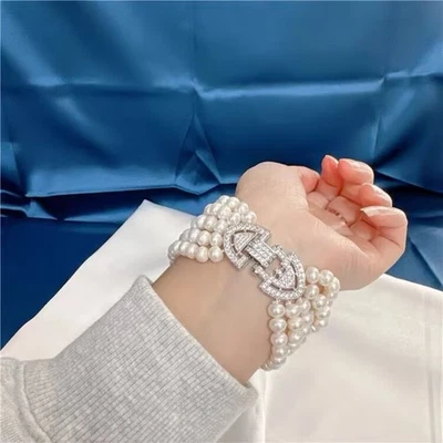 Clásico 4-5mm Mar del Sur Redondo Blanco Perla Pulsera 7.5-8"(mm) Foto 1 de 3