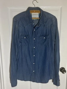 Aeropostale Lightweight Denim Pearl Snap Shirt, Western, Men’s L, EUC - Picture 1 of 12