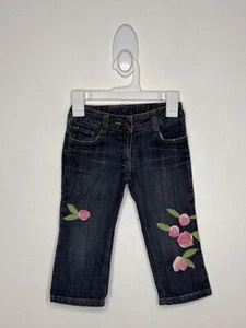 Little Miss Capri 3D Flower Appliqué Jeans Girls Size 4 Dark Wash - Picture 1 of 4