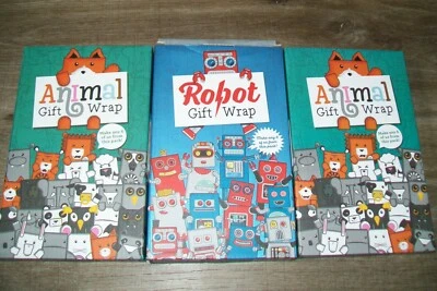 Luckies-set of 3 boxes of Animal,Robot Gift Wrap.Slightly used. - Image 1 of 4