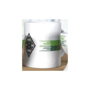 Borussia Mönchengladbach Tasse Streifen Fussball Schwarz - Bild 1 von 1