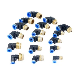 5pcs 4-12mm 1/8"-1/2" BSP Male Pneumatic Elbow Push In Quick Release Air Fitting - Picture 1 of 52