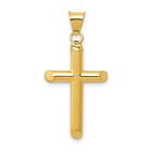 14K Yellow Gold 3D Hollow Latin Cross Pendant With Angled Tips