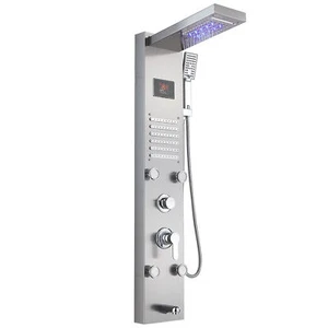 Stainless Steel LED Shower Panel Waterfall Handheld Shower 6-Function Faucet - Picture 1 of 10