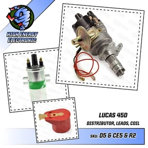High Energy 45D4 Electronic Distributor Lucas DLB198 Coil and Red Rotor Arm - Picture 1 of 6