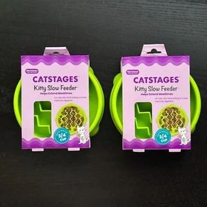 2 x Petstages Kitty Slow Feeder Cat Bowl Non-Slip 3/4 Cup Wet/Dry Food BPA Free - Picture 1 of 8