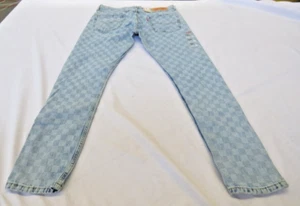 Levis Jeans 512 Blue Plaid Slim Taper Stretch - Picture 1 of 5