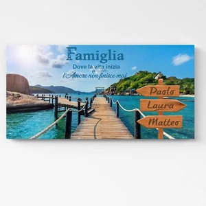 Quadro Famiglia Personalizzato su Tela |Q1247| Nomi e Frase d’Amore - Foto 1 di 3