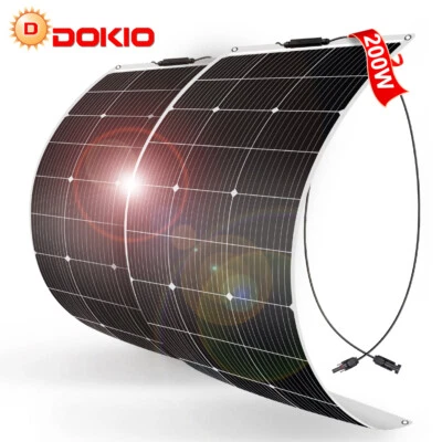 Panel Solar Portátil Mono Flexible Dokio 2*100w 200w para Hogar/Caravana/RV/Barco Foto 1 de 4