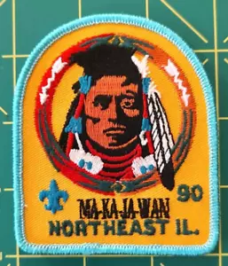 MA-KA-JA-WAN 1990 Native Chief Feather Northeast IL Boy Scout BSA Patch Badge - Picture 1 of 3