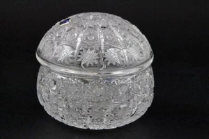 Böhmische tschechische Königin Spitze handgeschnitten Kristall Süßigkeiten Glas Geschirr gewölbt Top Deckel & Etiketten - Bild 1 von 15