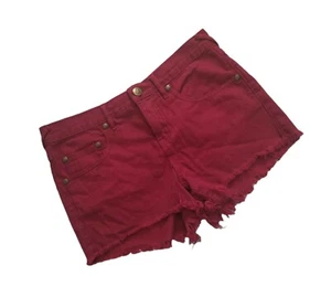 Free People X Urban Outfitters Striped Denim Frayed Hem Denim Shorts Size 26. - Picture 1 of 6