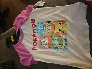 Pokemon Girls Pink Pokemon Character T-Shirt 10/12 Large Pikachu - Picture 1 of 3