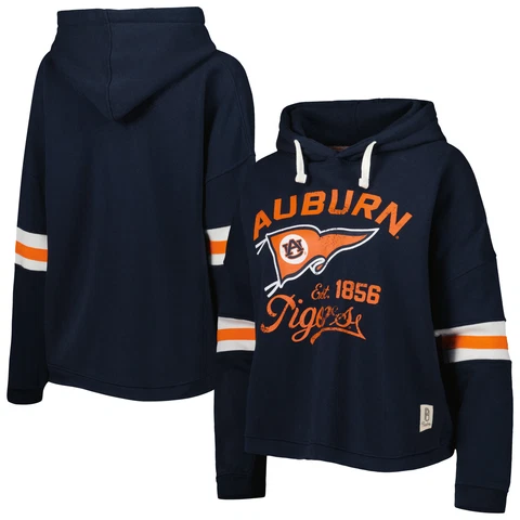 Women's Pressbox Navy Auburn Tigers Super Pennant Pullover Hoodie Cover