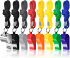8 Packs Coaches Referee Whistles With Lanyards,  7 Colorful Plastic And 1 Stainl
