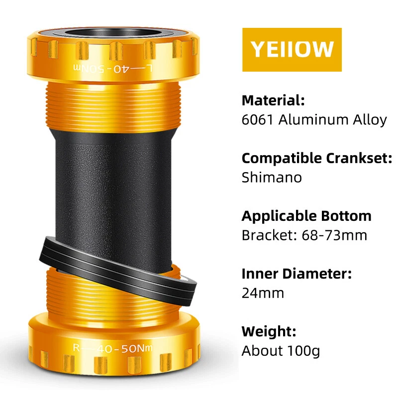 Soporte inferior hueco de aleación de aluminio para bicicleta MTB bicicleta de montaña carretera cojinete sellado Foto 1 de 4