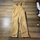 Vintage CARHARTT Mens Quilted-Lined Double-Knee Overalls Bib 46x31 Brown RO2-BRN