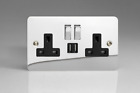 Varilight Ultra Flat 2 Gang 13A Switched Sockets with 2x USB Charging Ports