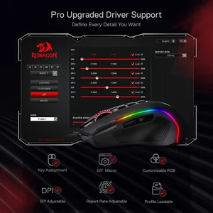 M612 Predator RGB Gaming Mouse, 8000 DPI Wired Optical Gamer Mouse with 11 Pr... - Picture 1 of 12