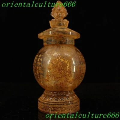 8.4" Cristal Tibetano Tallado Shiri Sakyamuni Tanques Vaso Tanque Olla Bote Tarro Foto 1 de 4